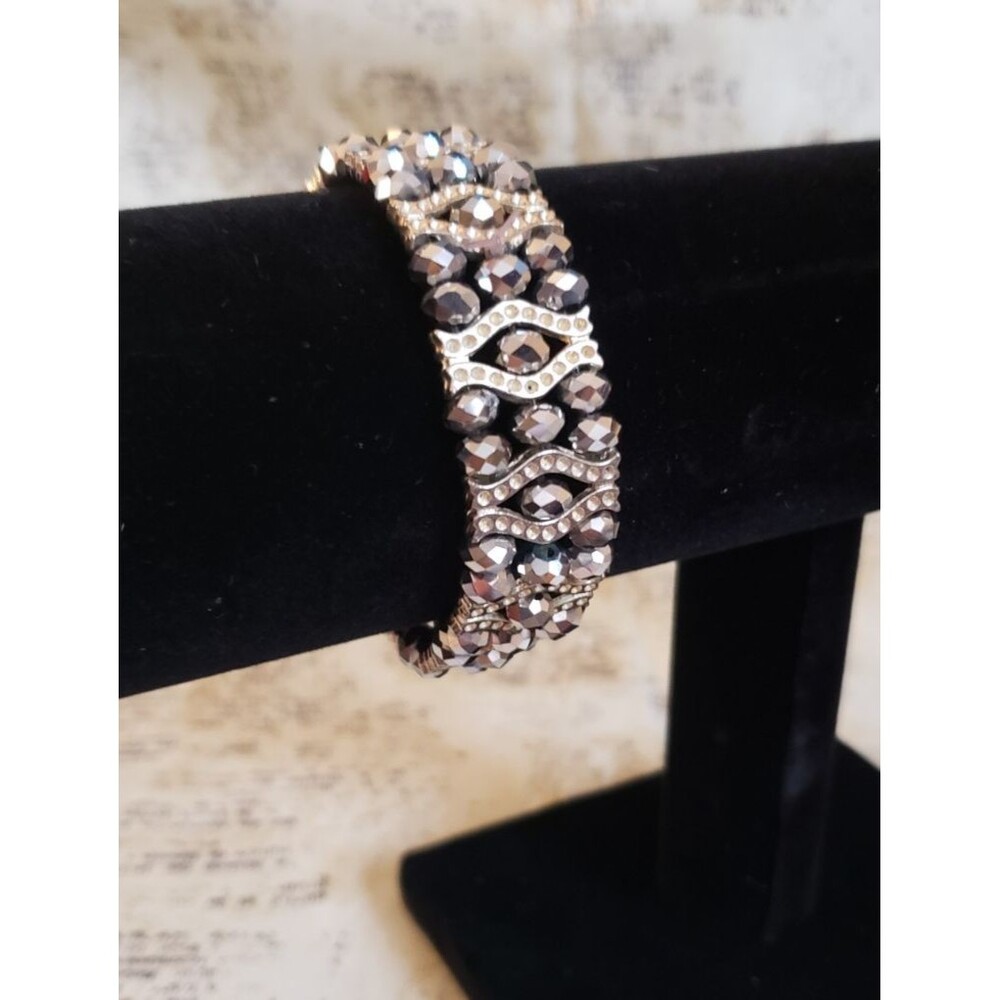 Bead and Pave Diamond Bracelet with Lots of Sparkle - Showy, Feminine, Glam